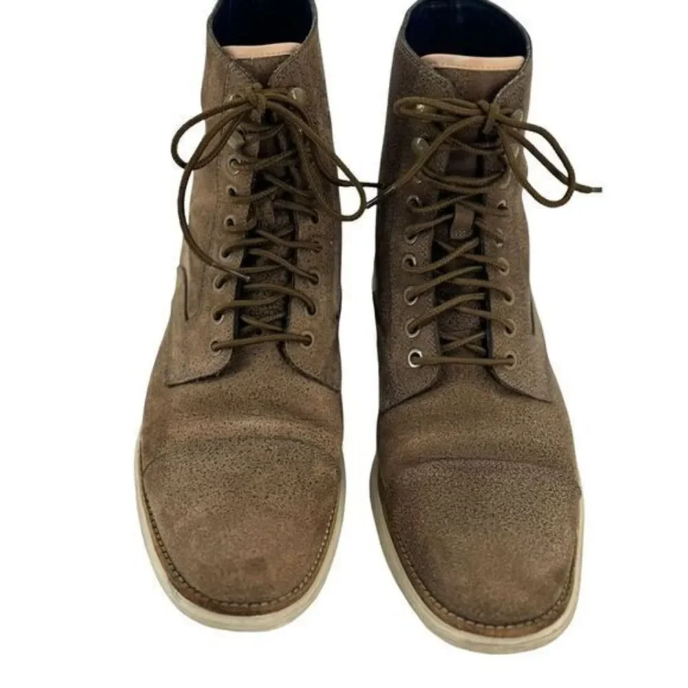 Cole Haan Lunargrand Lace Combat Cap Toe Boots Beige Suede Mens Size 10 M C12018